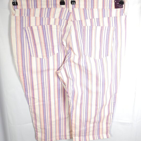 NWT Gloria Vanderbilt Womens 18W 43x19 Pastel Striped High Rise Amanda Capris - Picture 3 of 8